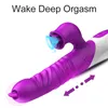 2020 nuevo consolador vibrador doble lengua lamiendo giro telescópico punto G estimulador de clítoris erótico adultos juguetes sexuales para mujeres vaginales Y200422