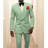 Mint Green Men Groom Tuxedos för Wedding Suit 2019 Shawl Lapel Two Piece Jacket Pants Formal Man Blazer Senaste Style1753840