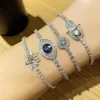 Ajustável Tamanho branco banhado a ouro CZ vida Árvore Devil Eyes Bracelet for Girls Mulheres presente agradável