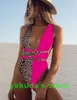 Vattenssport baddräkt kvinnor 2024 solid bikini skarvhalter leopard mönster openwork rem badkläder yakuda flexibel stilig bikinisuppsättning