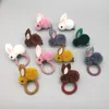 Çocuklar Sevimli Keçe 3D Küçük Tavşan Peluş Tavşan Kulakları Firkete Sonbahar ve Kış Saç Yüzük Kız Baş Halat Çocuk Saç Aksesuarları