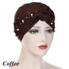 Women Headband Muslim Hijab Islamic Jersey Beads Cap Pleated Elastic Turban Hat Knot Head Wrap Hair Accessories