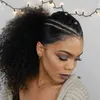 12 cali Ludzki włosy Afro Krótki Kinky Kręcko Chignon Włosy Bun Dla Kobiet Sznurek Ponytail Wrap Słatka 100 Remy Hair Extension (1B) 120g