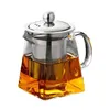 Théière en verre avec infuseur et couvercle en acier inoxydable pour les préférences de thé en fleurs et en vrac