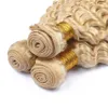 Capelli vergini biondi brasiliani Onda profonda 3 pezzi Trama di capelli ricci biondo platino # 613 Fasci di tessuto biondo oro per capelli umani in vendita
