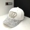 Ins Mode Luxe Designer Kleurrijke Diamanten Crystal Crown Blue Jeans Demin Summer Baseball Bal Caps voor Vrouwen Meisjes Zonhoeden