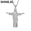 Hip Hop Iced Out Jesus Christ Cross Pendant Halsband Brass Micro Paved CZ Gold Silver Plated Charm Halsband Mens Kvinnor