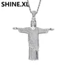 Hip Hop glacé jésus Christ croix pendentif collier en laiton Micro pavé CZ or argent plaqué collier à breloques hommes femmes