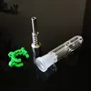 Mini Glass Nector Collectors Kit WAX Oil Dab Rigs With Titanium Tip Plastic Keck Clip Nector Collector Kits 10mm 14mm 19mm Joint NC09