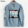 Dove ho la testa? 2020 Donne Retro Sfilacciato Denim Bomber Appliques Stampa Lady Vintage Elegante Outwear Denim Jacke CE3141 CY200515