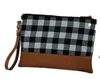 new arrival Christmas women buffalo plaid clutch with brown PU bottom cosmetic bag wristlet bag Composit Purse Travel Tote9417253