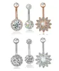 Style 3 pieces 14G stainless steel belly button ring barbell navel ring lady flower body perforation