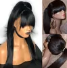 10-24 inch Jet Black Soft Lace Front Pruiken Lijmloze Braziliaanse Full Lace Menselijk Haar Pruiken met Baby Haar voor Zwarte Vrouw