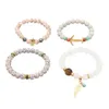 4 Pcs Bohemian Stretch Beaded Bracelets for Women Crystal Beaded Strand Bangle Charm Multilayer Stackable Bracelets