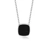 3PCS/LOTS Square Pendant 316L Stainless steel Blue/Black Stone in White/Rose Gold/Gold plate Chain Pendant necklaces OL jewelry