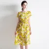 2020 silk dress 100 mulberry silk loose printing European and American high-end waist-tightening skirt summer