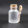 Bottiglie per maschera riutilizzabili con sigillo per agitatore di sale da bagno in ABS satinato con cucchiaio di legno Tappo morbido 100 ml 200 ml 300 ml