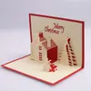 3D Pop Up Cartões com Envelope Laser Cut Carta Cartao Postal para Christmas Cottage Castle Graças Presente Partido Fontes