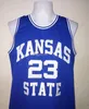 #23 Mitch Richmond Kansas State Wildcats College 레트로 농구 저지 남성용 스티치 맞춤형 모든 번호 이름 유니폼