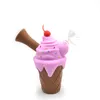 Hookah Ice Cream Pattern Mini Bubbler Silicone-rokende buizen Waterleidingen Meerdere kleuren Siliconen Oliereilingen Bongs Hookahs Glazen Kom