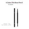 جودة عالية 6 ألوان قلم الحواجب التلقائي مقاوم للماء لا يوجد شعار مكياج الحاجب الحاجب الحاجب مع الفرش