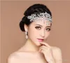 Real Image Bling Серебряные наушники Женщины Свадебные аксессуары Bridal Tiaras Gairgrips Crystal Hrinestone Ювелирные Изделия Лоб Волосы Короны Повязцы