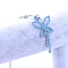 Wasit Belly Dance Blue Butterfly Crystal Body Biżuteria stalowa stal nierdzewna pępek butk pierścień Dangle Pierścienie dla kobiet Prezent