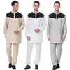 Ethnic Clothing Men's Formal Chiffon Muslim Dress Arab Middle Eastern Round Neck Button Long Sleeve Robe Set Size S-XXXL1235U