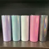 20oz glitter sublimation skinny tumbler stainless steel sparkle straight skinny cup double walled vacuum insulated shimmer drinking bottle coffee mug 6 colors