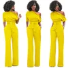 Vrouwen een schouder jumpsuits romper algemene sexy bodycon tuniek jumpsuit voor partij elegante wijde been broek lichaam solide playsuit ljja2579