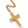 18K Gold Jesus Cross Hanger 316L Stainess Steel Hanger Ketting Jesus Hanger 24 inch Cubaanse ketting