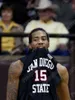 Kawhi Leonard 15 Jersey de la Universidad Estatal de San Diego con parche de la bandera de EE. UU. Jersey de baloncesto universitario de la NCAA para hombre Número de nombre de doble costura