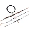 New Trendy Mens and Womens Elegant Beaded Strands Bracelet Set Cool Moon Heart Charm Pink Stone Bracelets