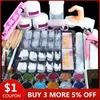 Akryl Nail Art Kit Manicure Set 12 Färger Nagel Glitter Powder Decoration Akryl Pen Brush Art Tool Kit för nybörjare8163804