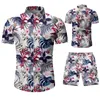 Fashion Men Outfit Set Tropical Vintage Printed Short Sleeve Shirt Shorts Suit Summer Beach Casual Clothes Men Ropa Hombre M61255u