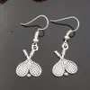 Bijoux de mode en gros Vintage argent raquette de tennis balle charme boucles d'oreilles pour femmes cadeaux de sport 631