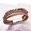 Bracelet en cuir pour hommes, perles, breloque en cuir, tempérament, cadeau d'anniversaire, de saint-valentin