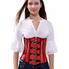 Steel Boned Underbust Leather Corset Top Women Steampunk Padded Lace-up Vintage Sexy Lingerie Clubwear Slimming Body Shaper Waist Trainer