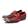 Casual Elegant Boat Men's Red Metal Toe Charm Rhinestone Fashion Robe Shoes Party Slip on For Man Size 38-46 9807