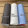 TPU Self healing Headlights Tinting Headlamp Tint film Light black smoke /1x32ft Roll ( 0.3x10meter clear and blue color size 0.3x10m Roll (