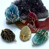 10 Pcs À La Main Taille Aléatoire Freeform Plaqué Or Wire Wrap Teint Agate Tranche Arbre De Vie Pendentifs Boho Gemstone Pendentif Bijoux Accessoires