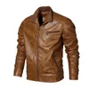 Autumn High Quality PU Pure Color Male Foreign Trade Locomotive Leather Fashion Leather Coats Men's Skinny Fit Motorcycle Jacket