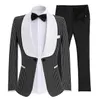 Przystojny jeden przycisk Groomsmen szal klapy smokingi dla pana młodego garnitur męski męskie garnitury ślubne oblubieniec (kurtka + spodnie + krawat) A220