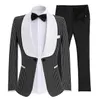 Handsome One Button Groomsmen Shawl Lapel Groom Tuxedos Man Suit Mens Wedding Suits Bridegroom (Jacket+Pants+Tie) A220