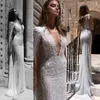 2019 robes de mariée de plage sexy avec des appliques de dentelle enveloppantes col en V profond robes de mariée sirène robes dos nu de mari￩e sur mesure