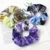 Velvet Gradient Hair Band Scrunchy Hairband Tie-dyed Ponytail Headband Rainbow Elastic Hair Rope Hair Accessories