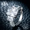 Sona Not Fake 925 S925 Sterling Silver Ring Princess Triple Rare Metal Wedding Custom Vvs 3 Carat Emerald Cut J190714