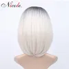 Cheap Nicole 12inch African American Straight Bob Wigs Short Shoulder Length Ombre White Blonde Brown 6 Colors 6157332