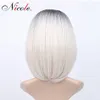 Nicole Short Bob Wigs rechte omberhaar voor zwarte vrouwen stijl vol 200 gpack goede kwaliteit synthetische fieber fieber real dikke natur5802717