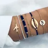 Famshin Bohemian Karta Stenpärlor Charm Armband Set för Kvinnor Mode Shell Ananas Trädkedja Länk Armband Kvinnliga Smycken